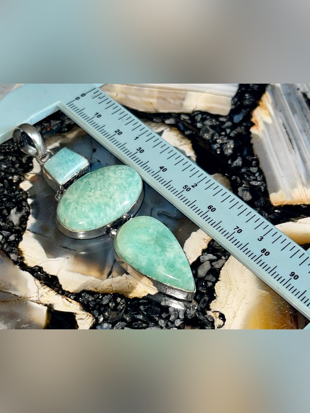 Green Amazonite Crystal Pendant 3 1/4” - Picture 16 of 17